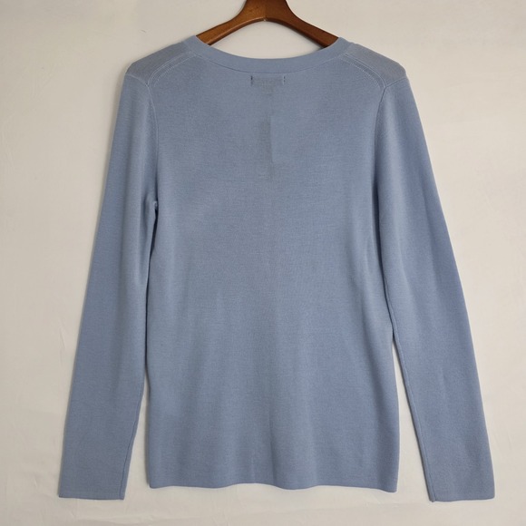NWT Banana Republic 100% Fine Merino Wool Sweater XL Blue V Neck Lightweight - Picture 10 of 13